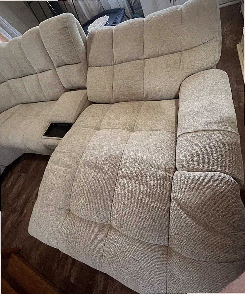 Beige Fabric Sectional Sofa w/ Storage, USB Port & Wireless Charging