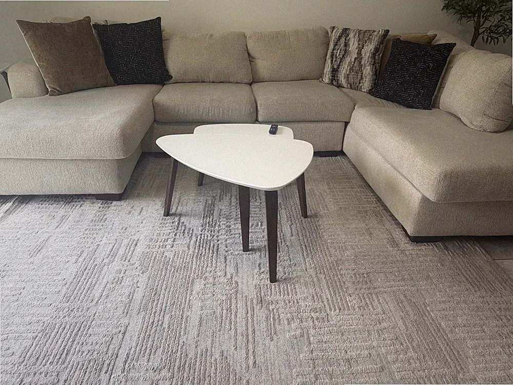 Beige Fabric Sectional Sofa with Chaise, Cushions, Solid, Wood Frame