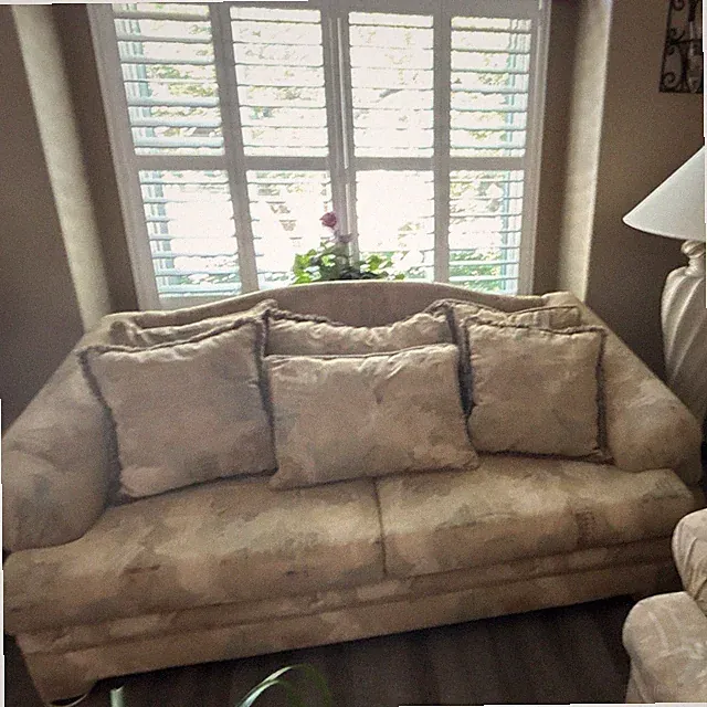 Beige Fabric Upholstered Sofa, Loveseat & Chaise Abstract Print, Living Room