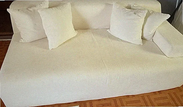 Beige Foam Sofa with Cushions, Contemporary/Modern, One-Piece