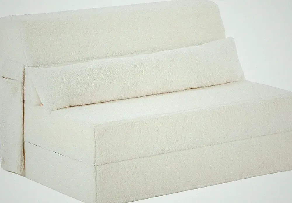 Beige Folding Sofa Bed with Pillow & Storage Bag for Living Room & Guest Room