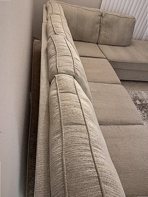Beige Linen Sectional Sofa w/ Chaise L-Shaped Solid, 108x91x60