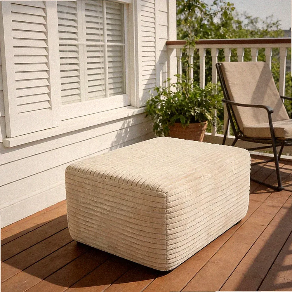 Beige Modular Ottoman 37” for Sectional Sofa, Upholstered Footrest