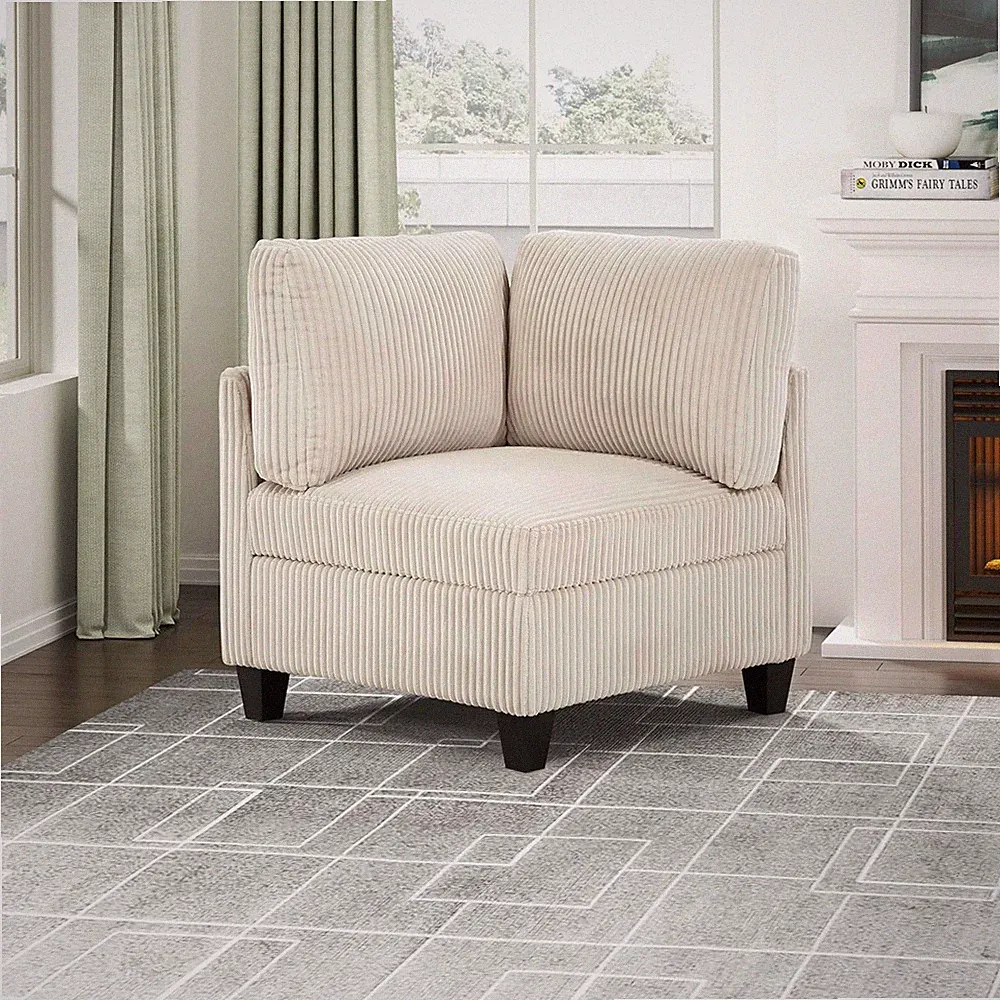 Beige Modular Sectional Sofa with Storage - Customizable Corner Couch