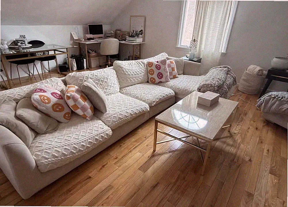 Beige Polyester Blend Upholstered Sofa 138x38x38 Modern Solid Seats 5-6