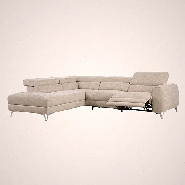 BEIGE POWER RECLINING SOFA SECTIONAL POWER HEADRESTS LIVING ROOM FURNITURE
