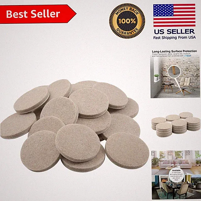 Beige Round Felt Furniture Pads - 24 Pack, 1.5'' for Ultimate Floor Protection