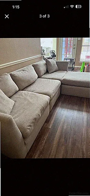Beige Sectional Sofa 4-Seater Contemporary Low Back Polyester with Cushions
