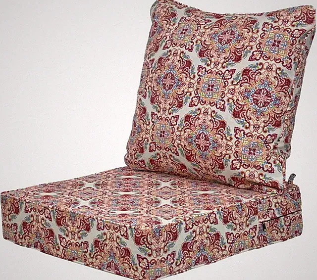 Beige Vintage Medallion Deep Seat Patio Cushions 24x24, Waterproof & Fade Resist