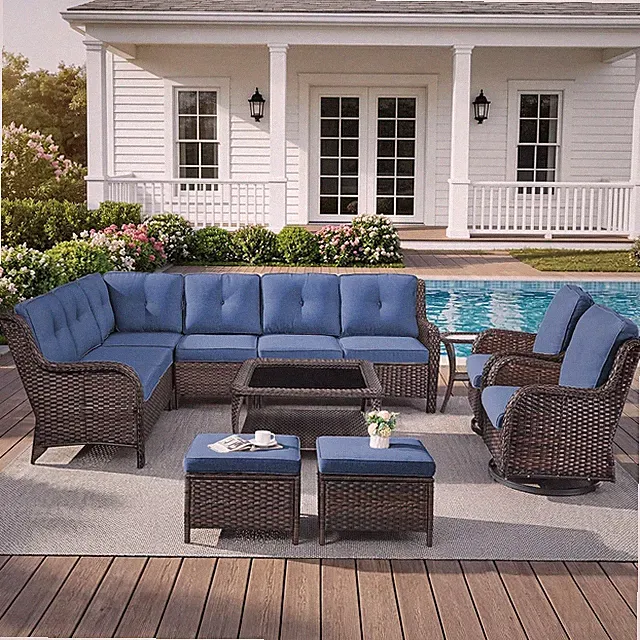 Belord 8 Piece Wicker Patio Furniture Set, Outdoor Swivel Rocker Chairs Set of 2