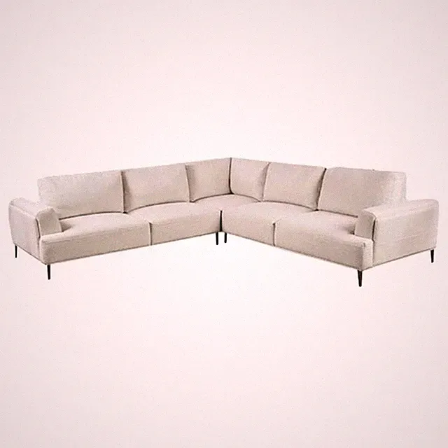 Benjara Batty L Shape Sectional Sofa- 114" Light Brown Chenille Adjustable
