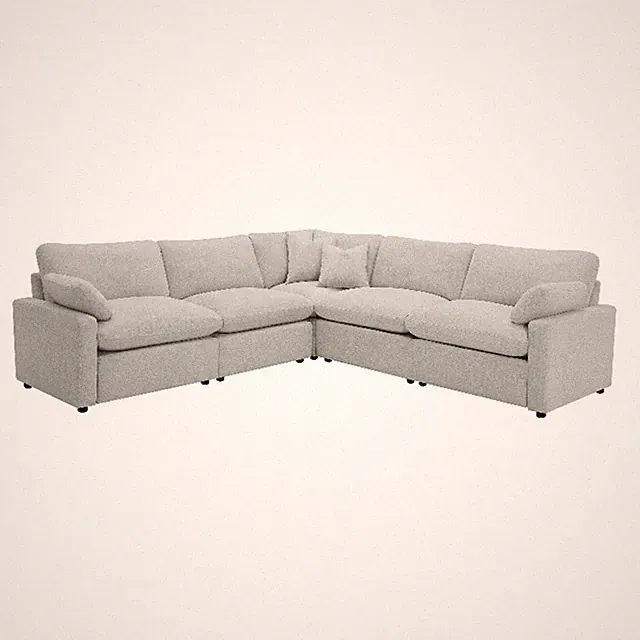 Benjara Biny 5pc L Shape Modular Sectional Sofa- Light Gray- Power Reclining