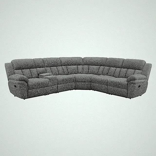 Benjara Diko 6pc Modular Sectional Sofa- Dark Gray Chenille- Manual Reclining