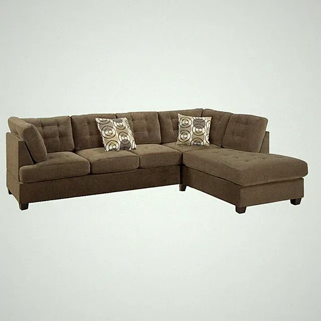 Benjara Luxurious & Plush 2 PC Corduroy Sectional Sofa In waffle Suede Truffle