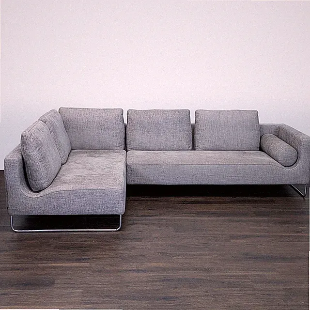 Benson Canyan Modern Gray Sectional Sofa with Metal Legs