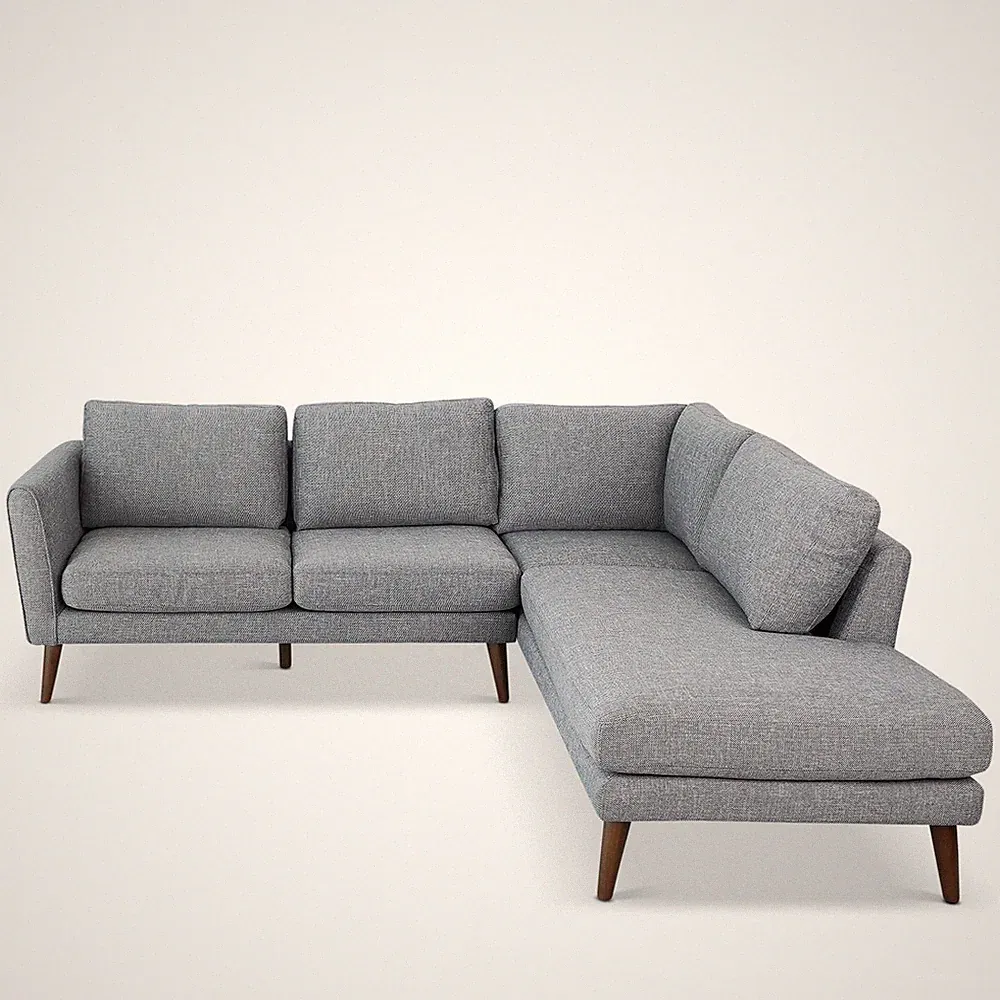 Benson Grey Fabric Sectional Sofa Right Facing Chaise