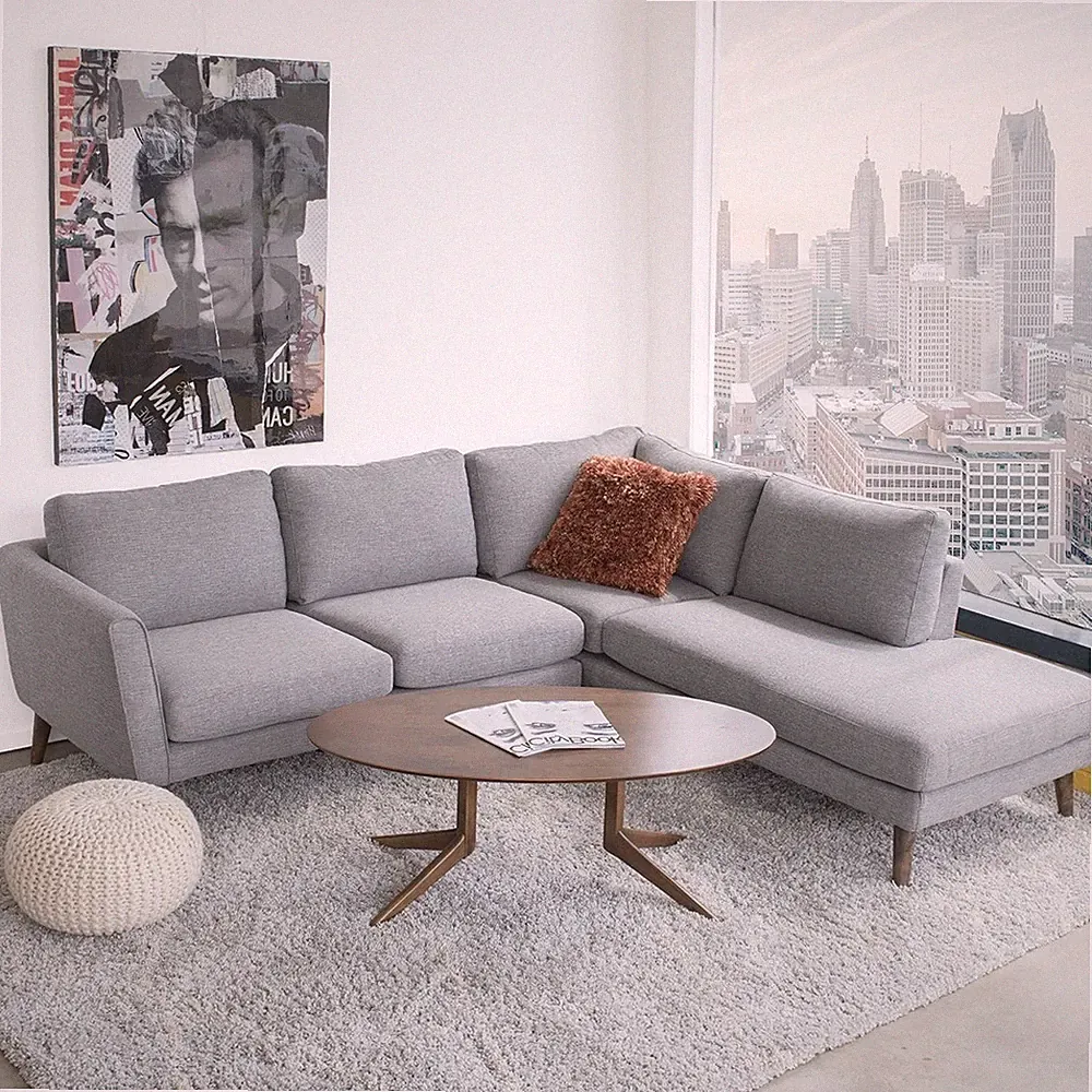 Benson Tan Leather Sectional Sofa Right Facing Chaise