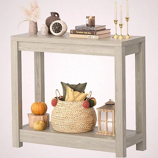 Besiost Small Farmhouse Wood Entryway Table Narrow Console Table Storage Behind
