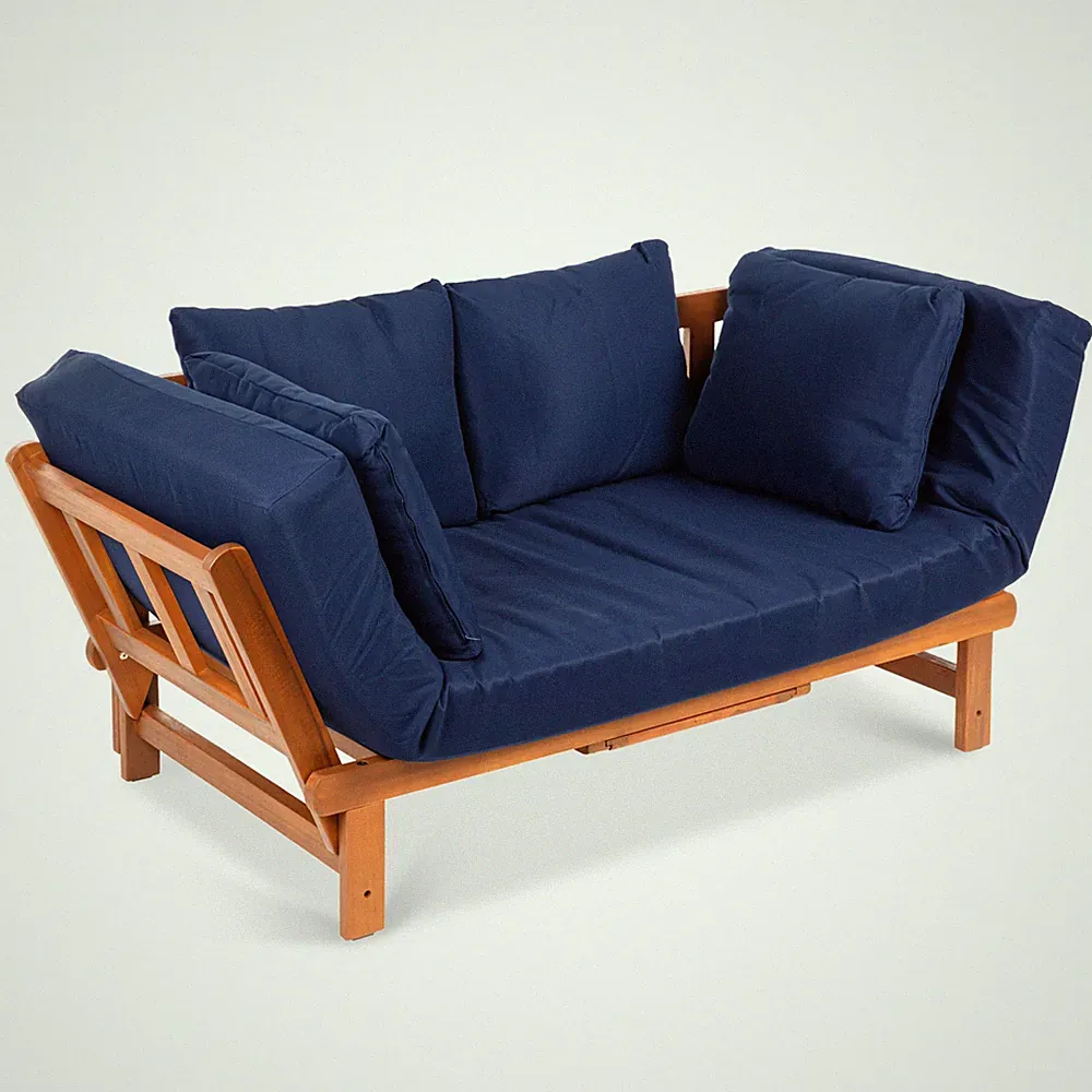 Best Choice Products Convertible Acacia Wood Futon Sofa 4 Pillows Removable