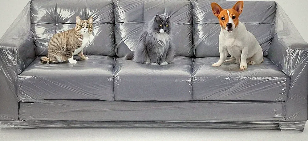 Besti Plastic Couch Cover for Pets - Clear Slipcovers for Big Sofas - Dust, Wate