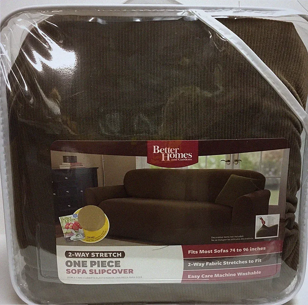 BETTER HOMES 2 WAY FABRIC STRETCH ONE PIECE SOFA SLIPCOVER FITS MOST 74" TO 96"