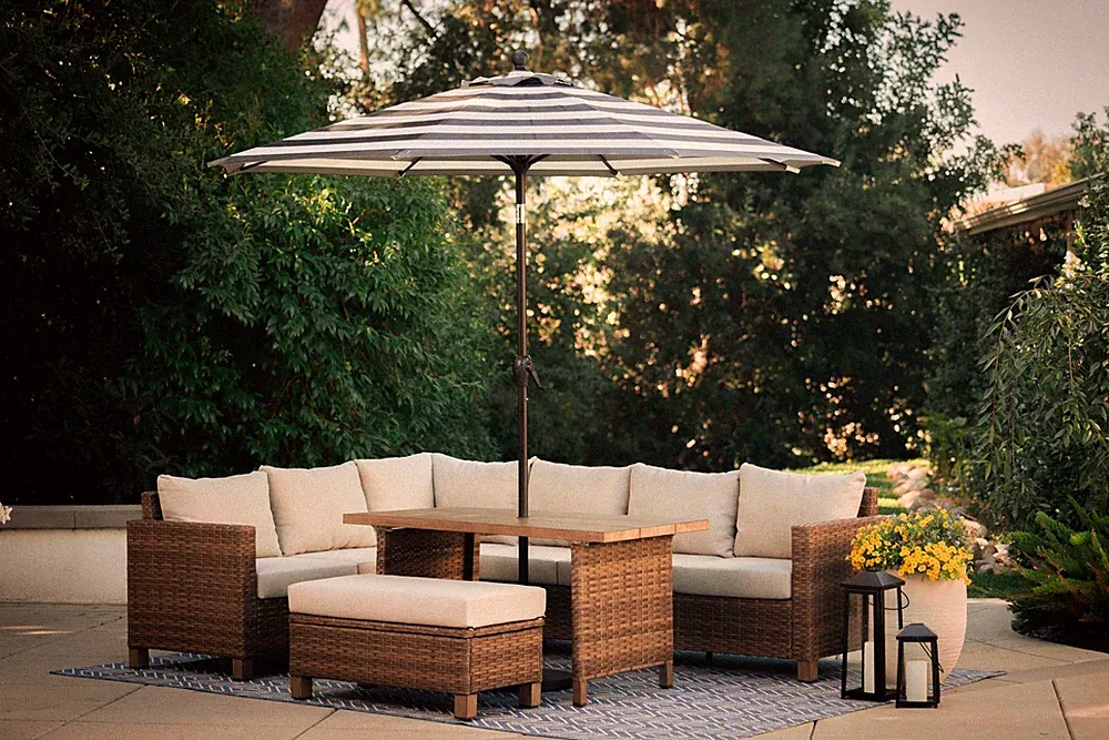Better Homes & Gardens 4 Piece Outdoor Wicker Patio Sectional Dining Set Storage