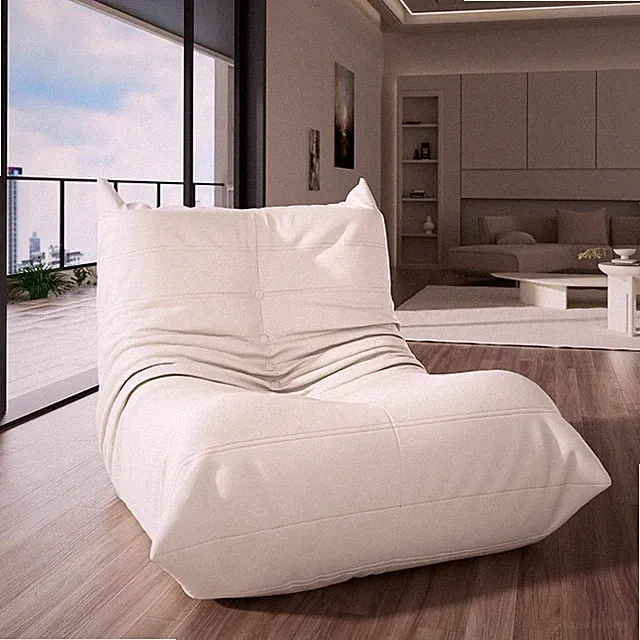Big Bean Bag Chair for Adults, Faux Leather Bean Bag Sofa, Memory Foam Lounge