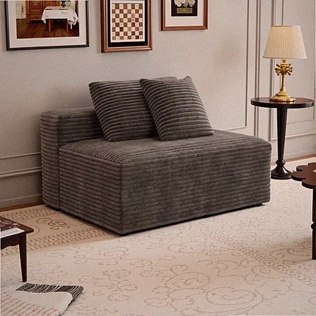 Black 2 Seat Cloud Sofa High Resilience Foam Reversible Chaise Lounge