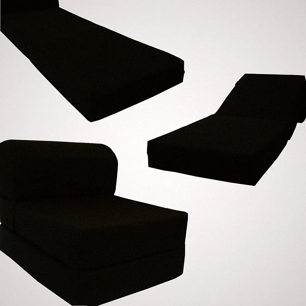 Black 6 x 24 x 70 Sleeper Chair Folding Foam Bed, Foam Density 1.8 lbs Sofa Beds