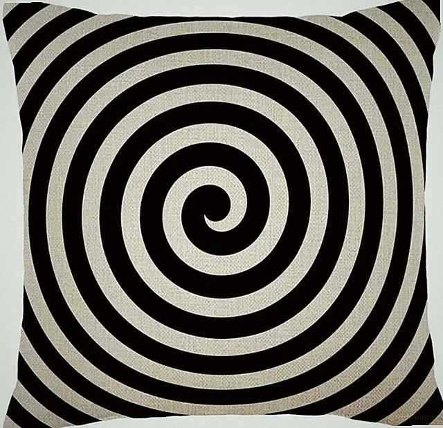 Black and White Spiral Throw Pillow Cover Hypnosis Theme Circle Swirl Radial Lin