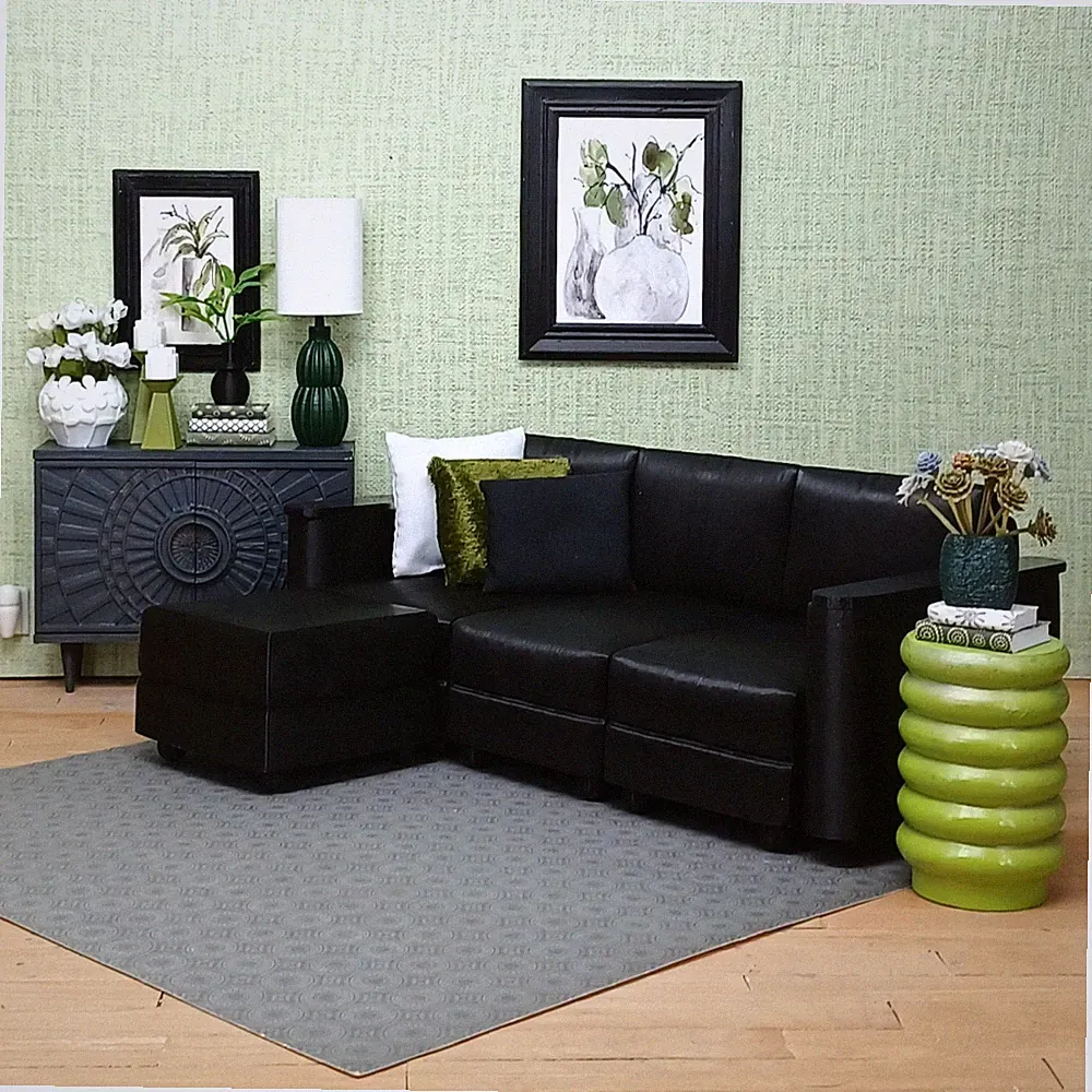 BLACK chair LOVESEAT sofa LIVING ROOM lounge DOLL FURNITURE 1/6 scale for BARBIE
