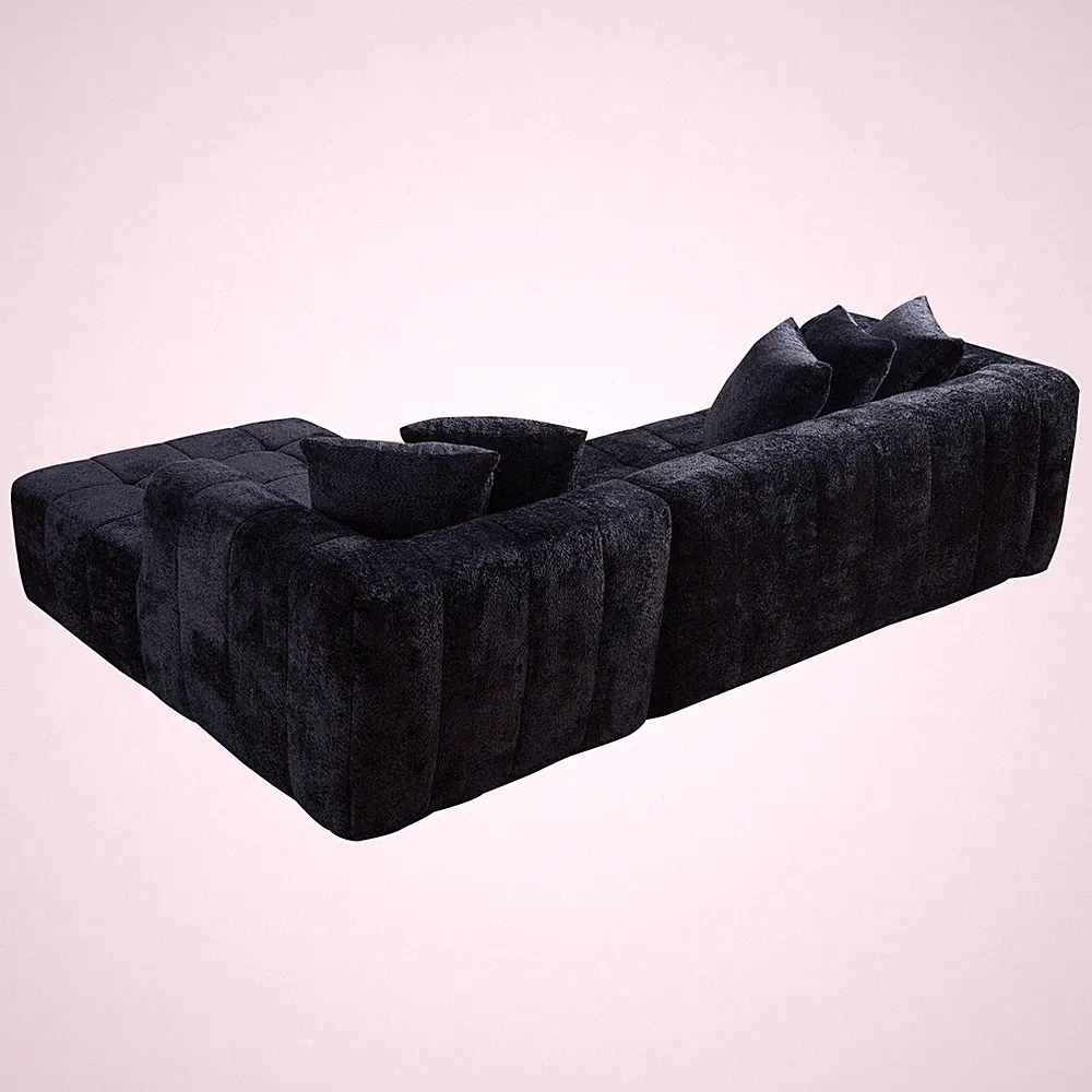 Black Cloud Modular Sofa with L-Shape Chaise, No Assembly, Deep Seats, Modern