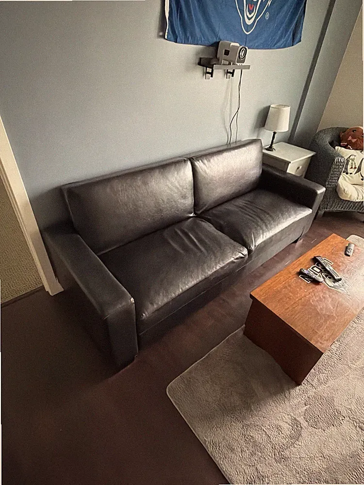 Black Faux Leather During Couch - Converts to Bed Or Sofa