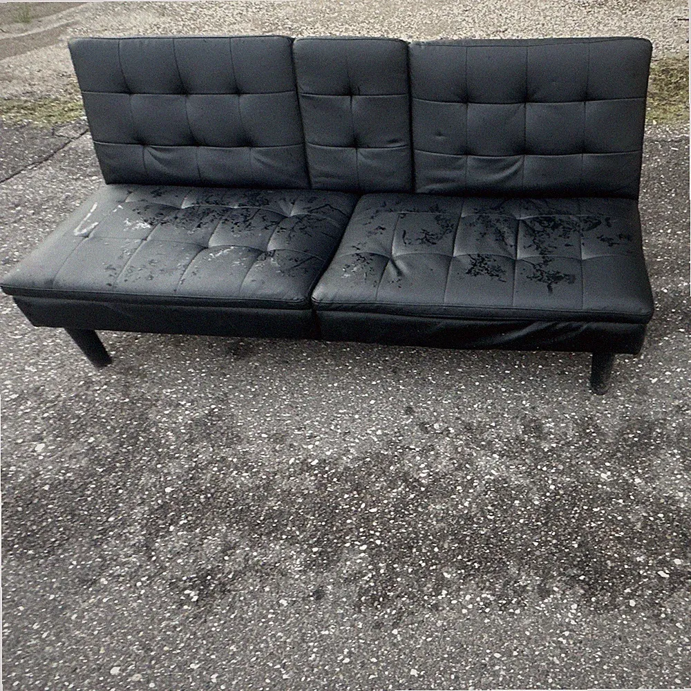 Black Faux Leather Futon Sofa Bed Convertible Adjustable Double, Seats Up to 4