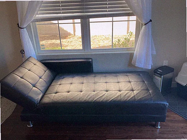 Black, faux leather, Sectional Chaise, Used