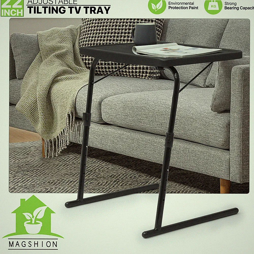 Black Folding Portable TV Tray Laptop Desk Adjustable Sofa Bed Side Dinner Table
