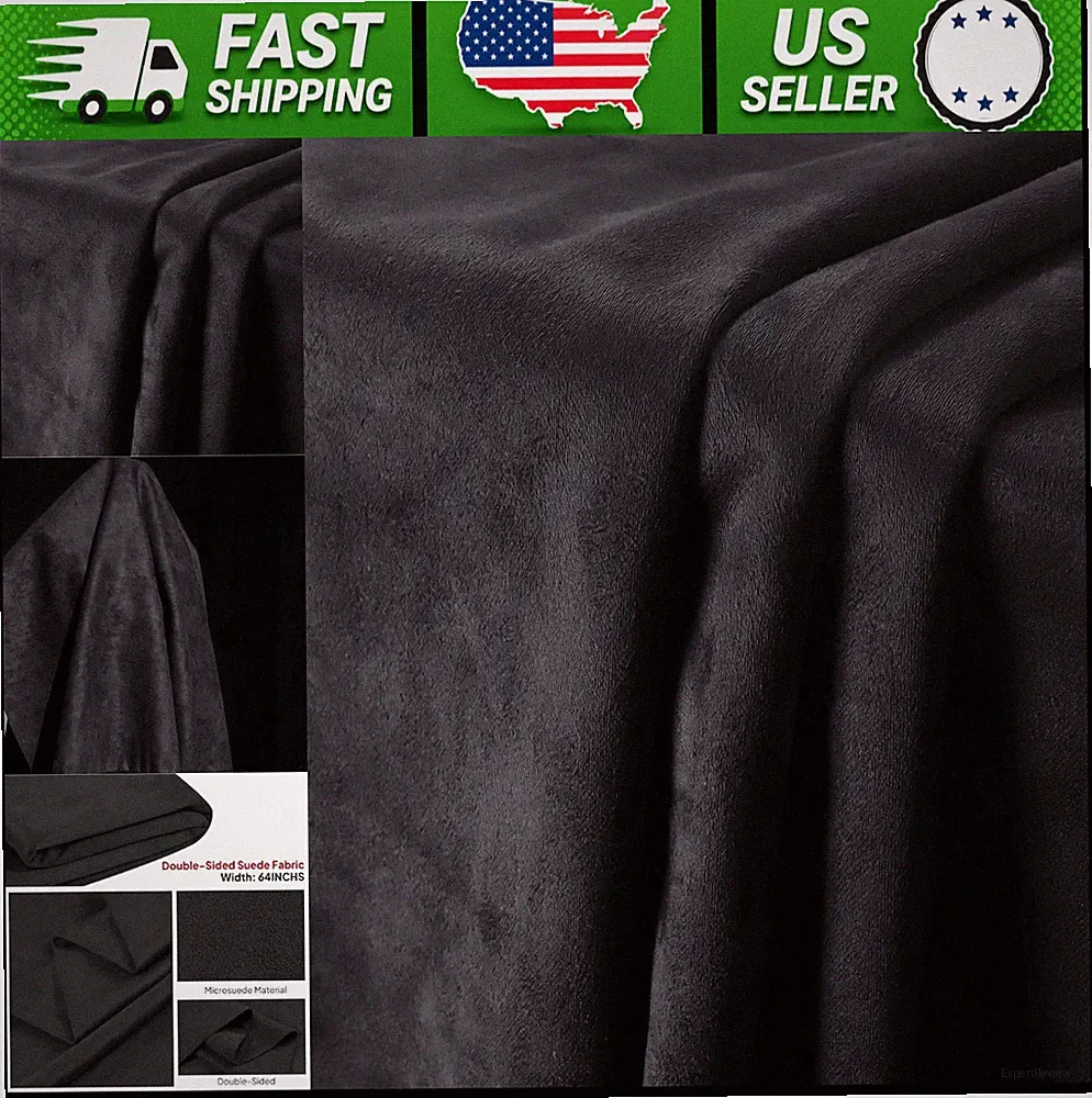 Black Microsuede Upholstery Fabric 64 x 96 in Sofa Cushion Car Headliner