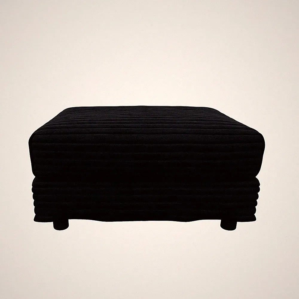 Black Plush Corduroy Ottoman Bench Combine with 2/3/4 Seater Sofa Multiuse