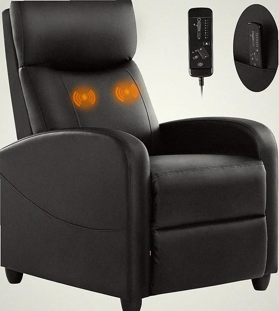 Black PU Leather Recliner Chair Living Massage Single Sofa Home Theater Chairs