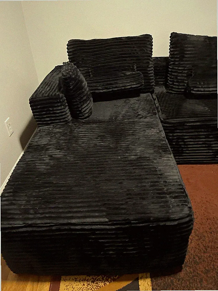 Black Reclining Sectional Sofa 3 recliner seats, BT speaker.