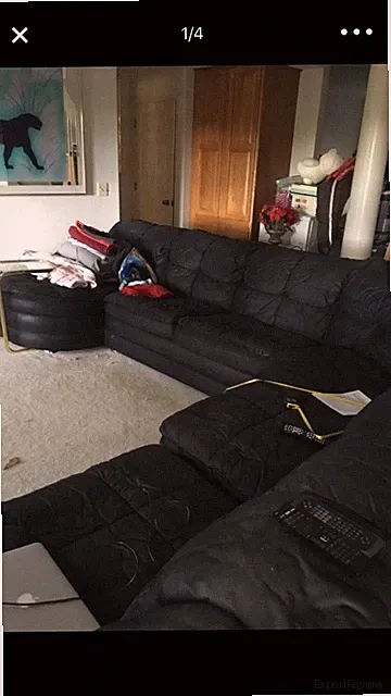 Black Sectional Couch With Recliner And Pull Out Queen Bed 15 Ft Long