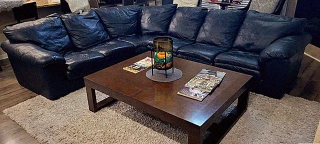 Black Sectional Real Italian Genuine Leather Sofa from Macy’s