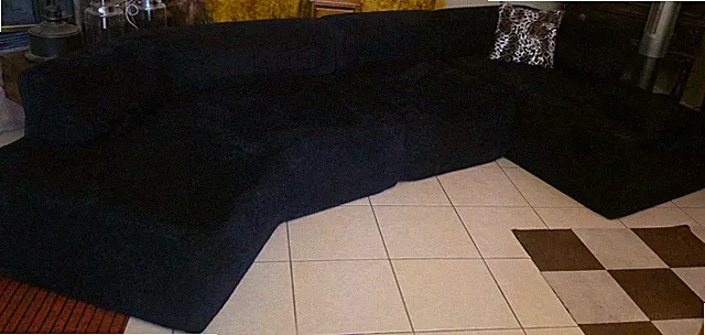 Black Sectional Sofa, 4-Seater, Contemporary/Modern Style, With Cushions, Fabric