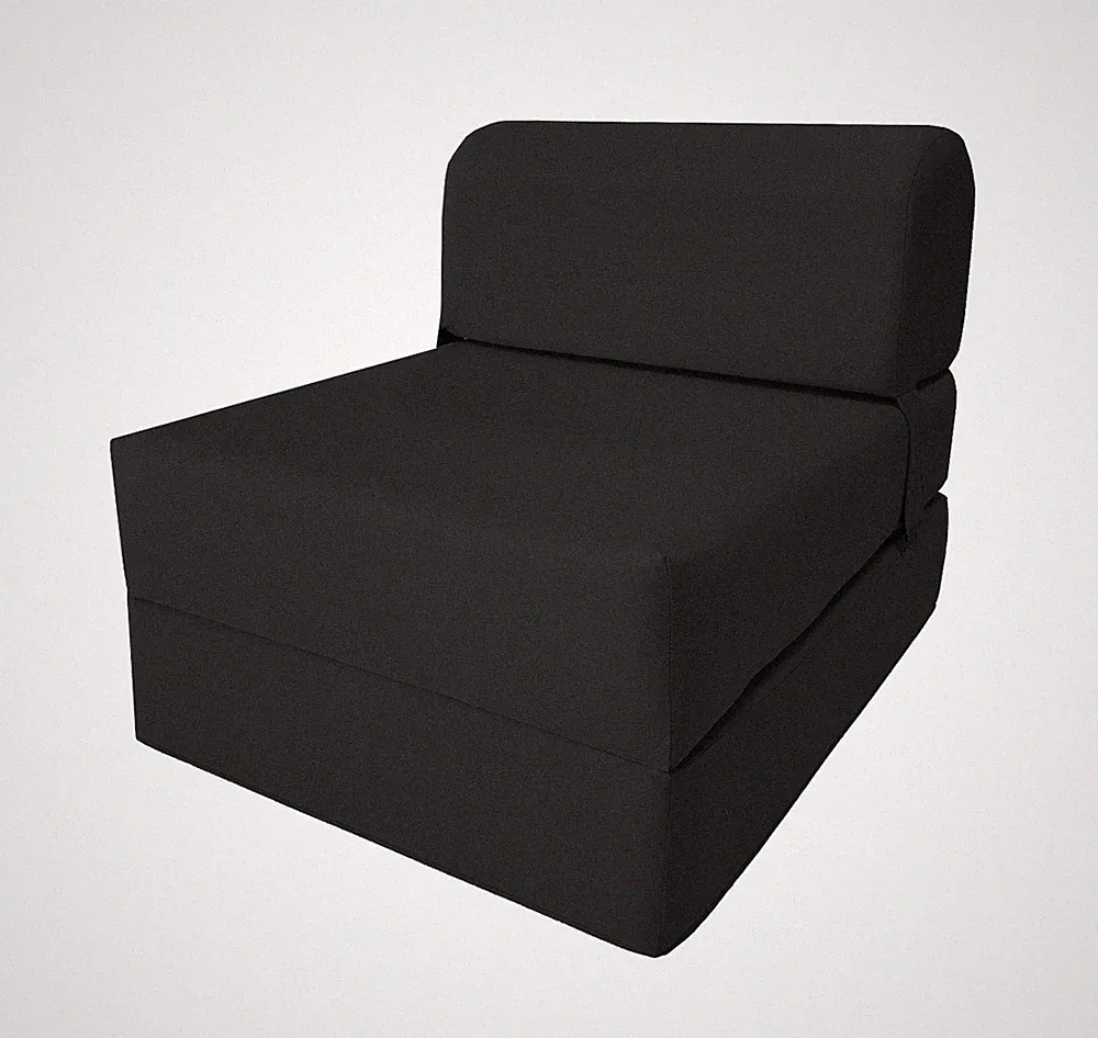 Black Sleeper Chair Folding Foam Beds, Lounger Studio Sofa Bed 6 x 24x 70