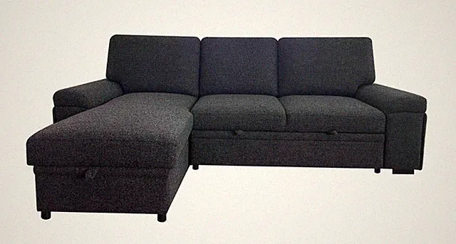 BLACK SLEEPER SOFA SECTIONAL POP UP CHAISE STORAGE USB LIVING ROOM FURNITURE