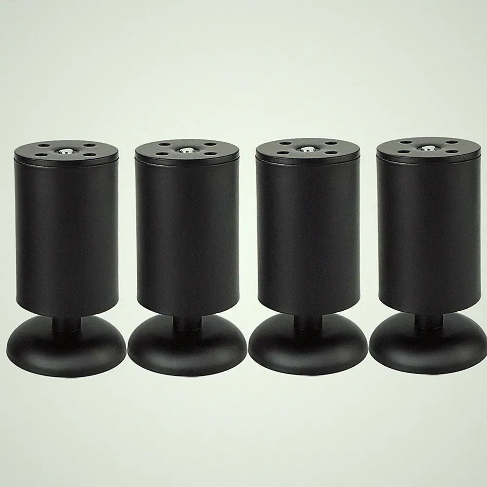 Black Stainless Steel Furniture Legs Adjustable Bed Sofa Cabinet Feet 4 PCS