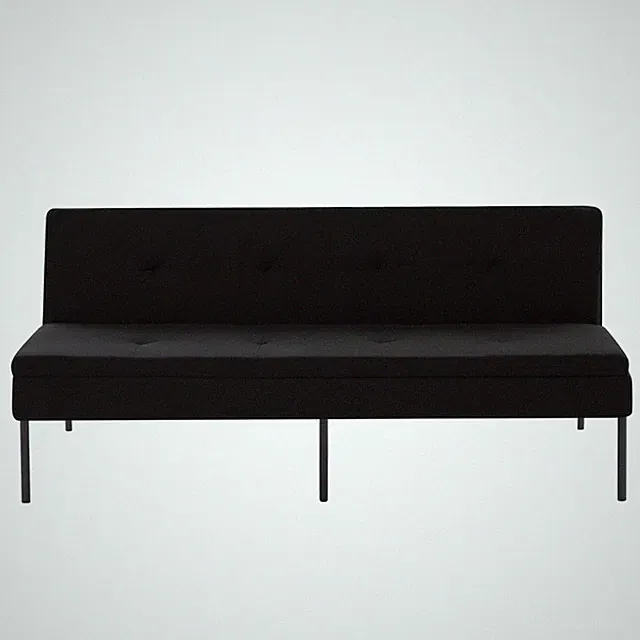 Black Twin Futon Sofa Bed 3-Seater Sleeper Adjustable Backrest Metal Frame