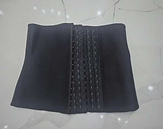 Black Waist Trainer Shapewear with Hook-and-Eye Closure, Spandex Blend