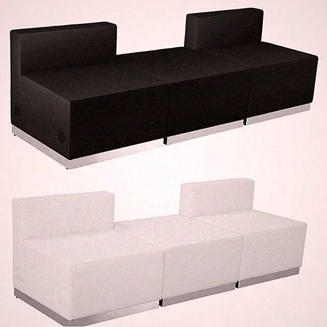Black White 3 Pc Leather* Sectional Reception Office Hotel Conference Living Rm