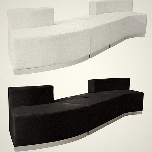 Black White Leather* 4 Pc Reception Sectional Curve Office Hotel Conference Rest